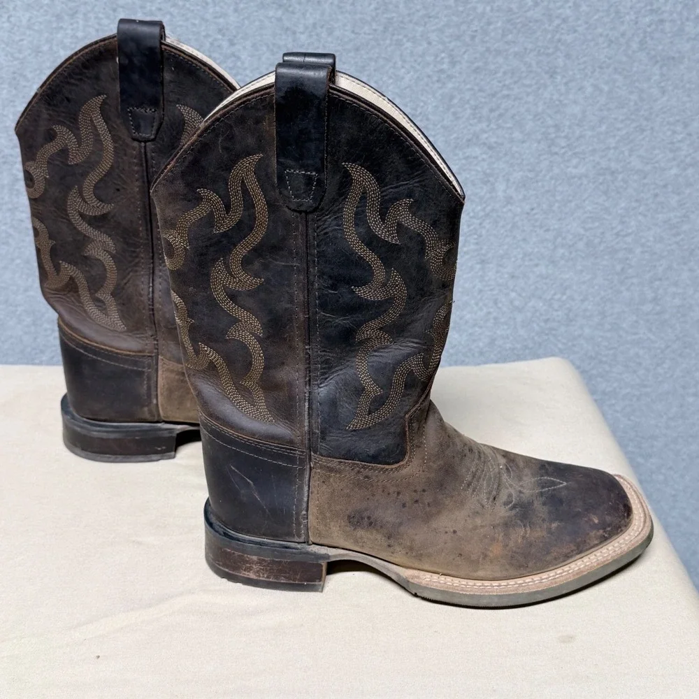 Cody James Kids Brown Leather Western Cowboy Boots Square Toe Size 3 D